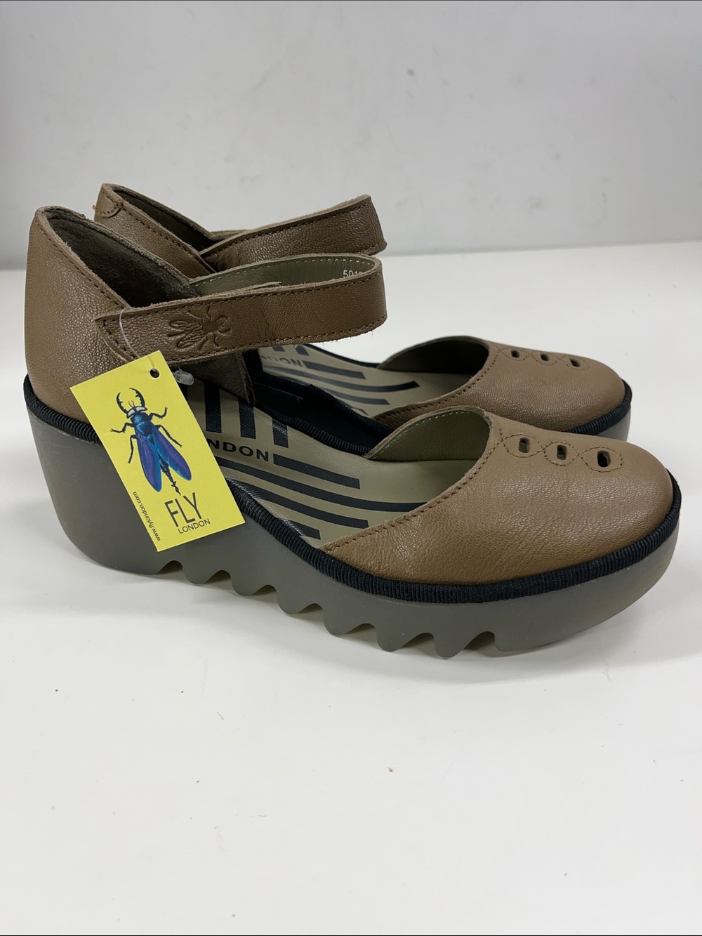 NWT Fly London Womens Biso Brown Leather Shoes Size 36